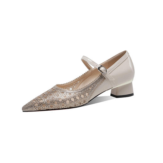 舒适简约，超纤皮镂空尖头低跟凉鞋XL555 商品图10