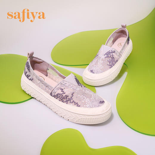 Safiya索菲娅 2023春季舒适一脚蹬休闲蕾丝亮片厚底渔夫鞋SF31112131 商品图1