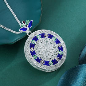 子佩集990银靛蓝吊坠【WBHHDZ-24】（不含链）珐琅彩花丝2303