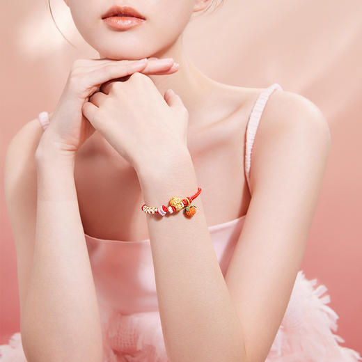 周六福黄金手链足金定价好柿宝宝转运珠编织红手绳手饰旗舰店官网 商品图4