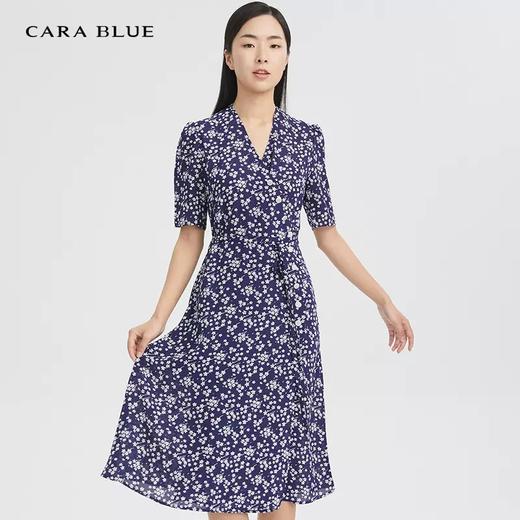 CARABLUE女装时尚气质V领碎花连衣裙 商品图0