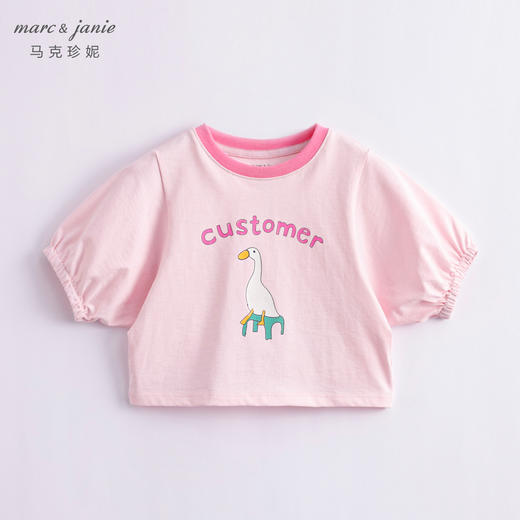 马克珍妮夏装 女童蝙蝠袖印花短袖t恤 儿童上衣231139 商品图1