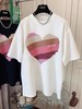 2023春夏新款纯棉大码 洋气彩色爱心短袖T恤 上衣女宽松 休闲潮牌 宽松女夏季学生上衣潮 商品缩略图1