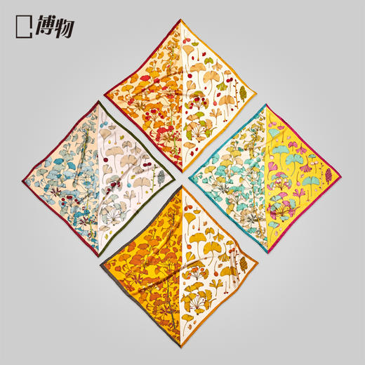 博物 |银杏丝巾 桑蚕丝方巾 商品图1