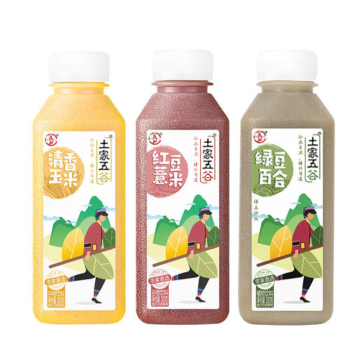 土家五谷 谷物饮料轻食果蔬汁健康代餐粗粮饮品低糖饱腹300g*6瓶三种口味混合装 商品图1