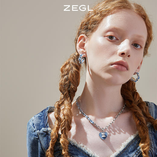 ZEGL设计师丹宁系列复古C型金属耳环女甜酷牛仔设计感925银针小众耳饰 商品图2