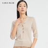 CARABLUE女装时尚简约纯色V领七分袖针织衫 商品缩略图0