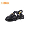 Safiya/索菲娅 2023夏季复古马衔扣镂空罗马编织包头厚底凉鞋 SF32115012 商品缩略图3