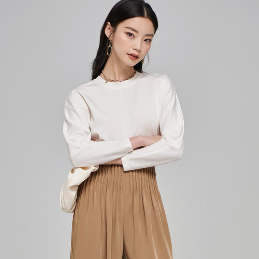 剩S/M 芳外【极简赫本风T恤】春季圆领长袖女式T恤 商品图7