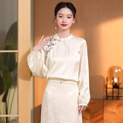 改良唐装宽松提花写意花朵绣花复古上衣AYK-QF-221127 商品图0