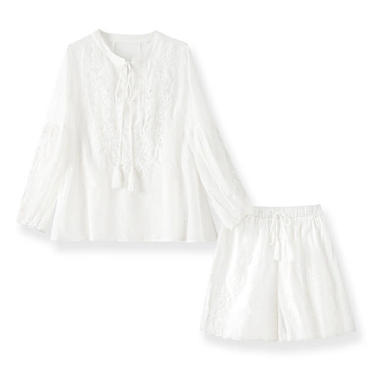 优雅名媛风，轻奢绣花短裤套装重磅刺绣美翻三件套WLZD-2302105 商品图4