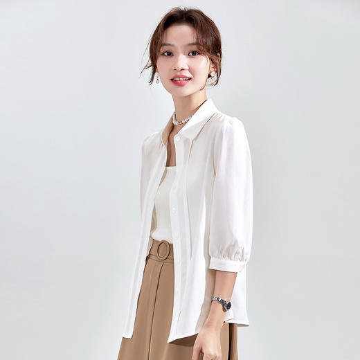 【XZ】 2023春季新款女装设计感小众衬衫女2023春季新款韩版衬衣简约上衣 商品图1