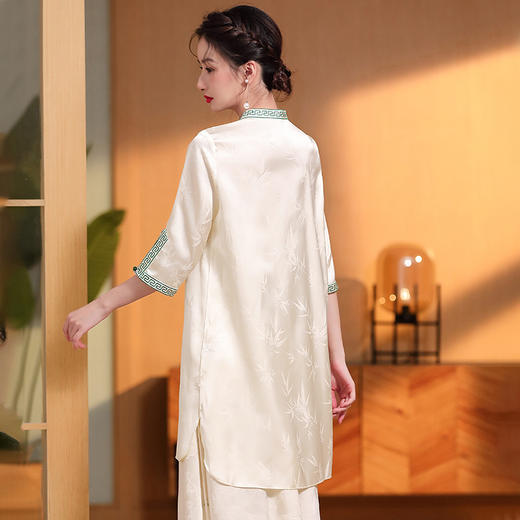 宽松长款，长袖改良唐装女春夏新提花绣回纹雅竹国风上衣AYK-QF-221126 商品图3