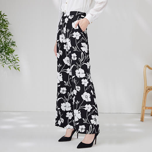 EITIE爱特爱夏季新款印花长裤宽松直筒休闲女裤7005703 商品图1