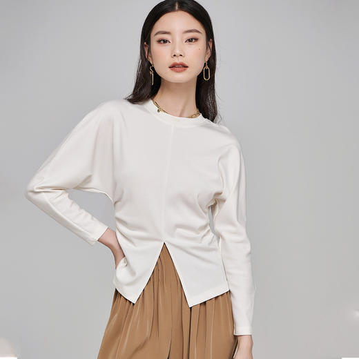 剩S/M 芳外【极简赫本风T恤】春季圆领长袖女式T恤 商品图1