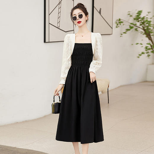 气质时尚，钉珠拼接撞色修身显瘦连衣裙HR-WB23059 商品图1