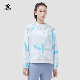 KELME卡尔美连帽梭织皮肤衣女夏季新生向网薄防紫外线外套UPF40防晒衣