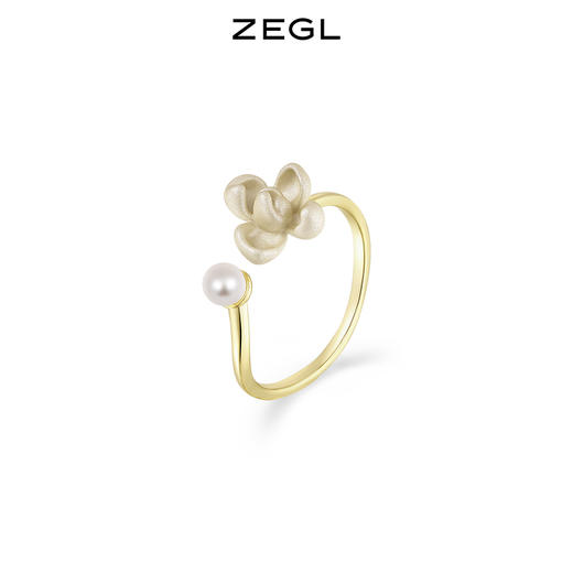 ZEGL设计师花间集系列栀子花仿珍珠戒指女小众设计指环开口食指戒 商品图7