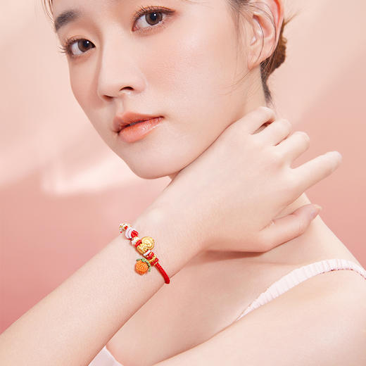 周六福黄金手链足金定价好柿宝宝转运珠编织红手绳手饰旗舰店官网 商品图3