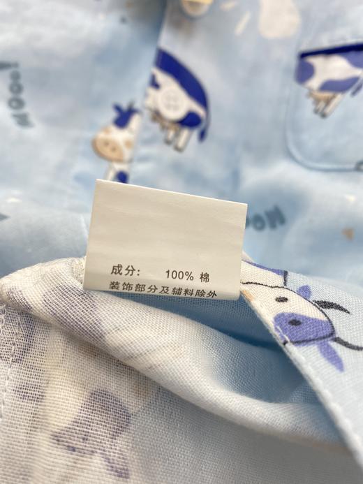 男童纱布可爱牛牛长袖套装 儿童全棉纱布睡衣家居服 商品图4