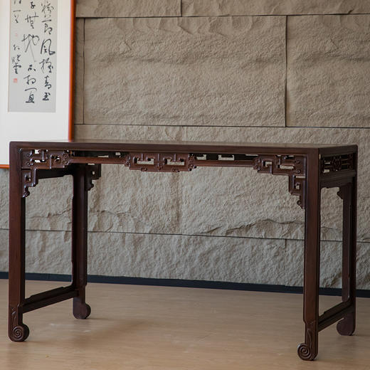 二十世纪 红木透雕拐子纹四面平画桌 商品图4