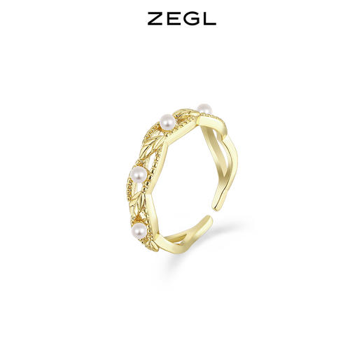 ZEGL设计师花间集系列栀子花仿珍珠戒指女小众设计指环开口食指戒 商品图3