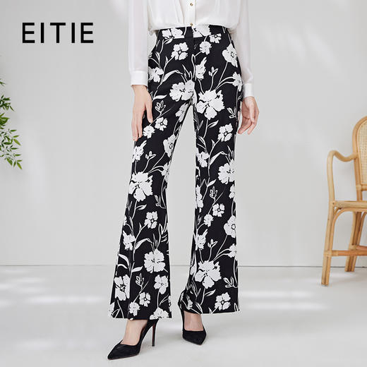 EITIE爱特爱夏季新款印花长裤宽松直筒休闲女裤7005703 商品图0