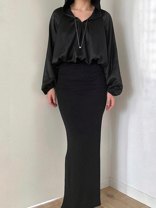 SIJIA |  希腊感褶皱半裙  可做抹胸裙[ 黑SS2315 ] 商品图5