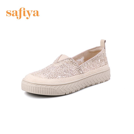 Safiya索菲娅 2023春季舒适一脚蹬休闲蕾丝亮片厚底渔夫鞋SF31112131 商品图7