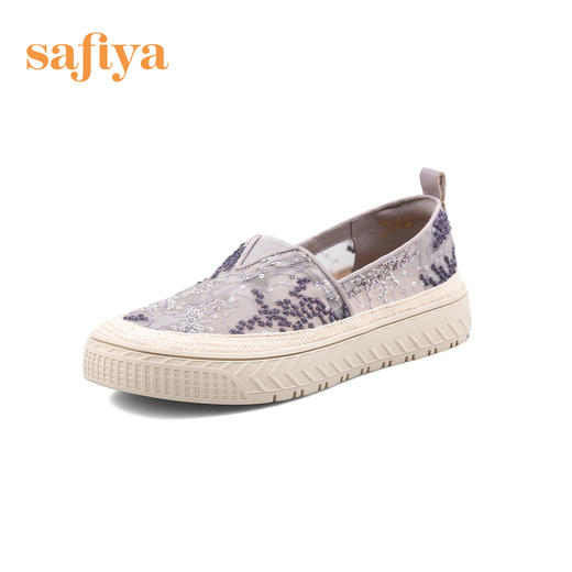 Safiya索菲娅 2023春季舒适一脚蹬休闲蕾丝亮片厚底渔夫鞋SF31112131 商品图6