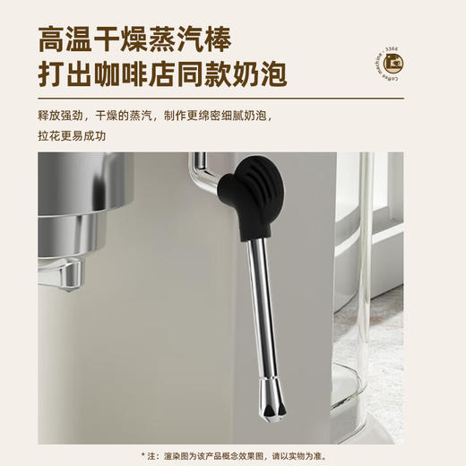 【柏翠迷你意式咖啡机】柏翠(petrus)咖啡机小白醒醒意式浓缩咖啡机全半自动家用小型打奶泡PE3366 商品图5