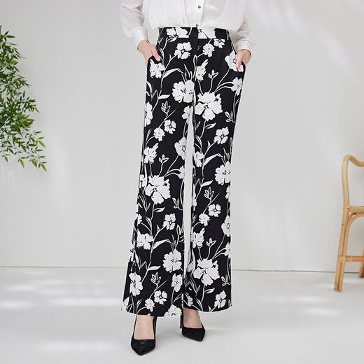 EITIE爱特爱夏季新款印花长裤宽松直筒休闲女裤7005703 商品图2