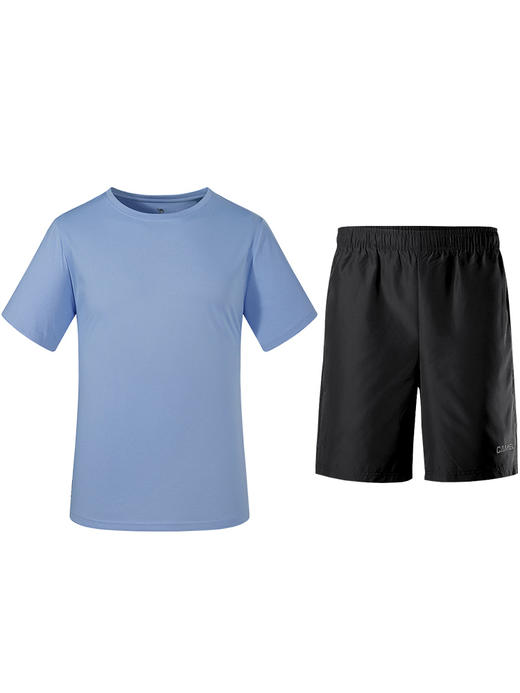 骆驼户外运动套装男女冰丝凉感速干短袖高弹跑步短裤健身服两件套 8B302142_8B302143 商品图4