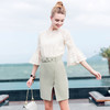 欧芮儿2017春装新款简约显瘦小A字裙收腰系带百搭纯色开叉半身裙 商品缩略图0