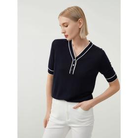 3楼珍贝丝绒v领女中袖