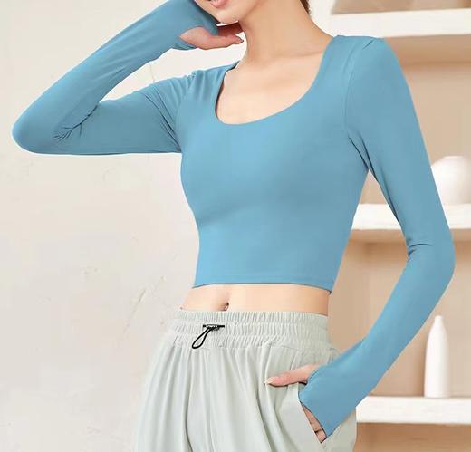 跃牌【明丽逸动】系列 新款瑜伽服女秋款长袖套装专业健身房跑步紧身带胸垫运动上衣AL697（可拆胸垫） 商品图1