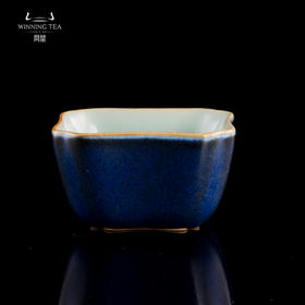 问鼎汝瓷黛蓝四方杯