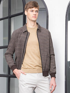 callisto咖色微泡弹力翻领棉夹克 SQFEJ053C