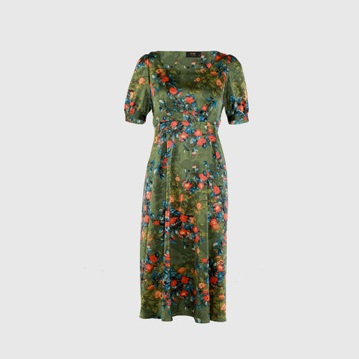 法式方领泡泡袖连衣裙 商品图0