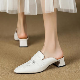 优雅百搭，里外全皮夏季镂空包头拖鞋KMQ-1059-1