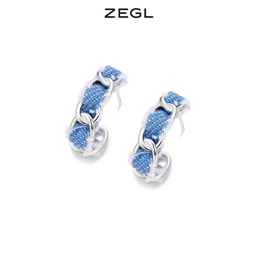 ZEGL设计师丹宁系列复古C型金属耳环女甜酷牛仔设计感925银针小众耳饰 商品图0
