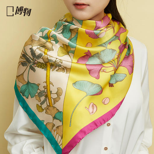博物 |银杏丝巾 桑蚕丝方巾 商品图3
