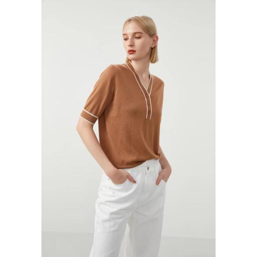 3楼珍贝丝绒v领女中袖 商品图1