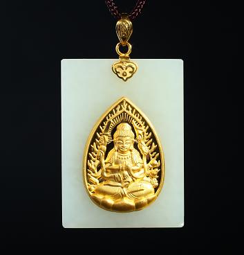 吉祥天地 和田玉守护神千手观音 鼠年出生人所属 商品图0