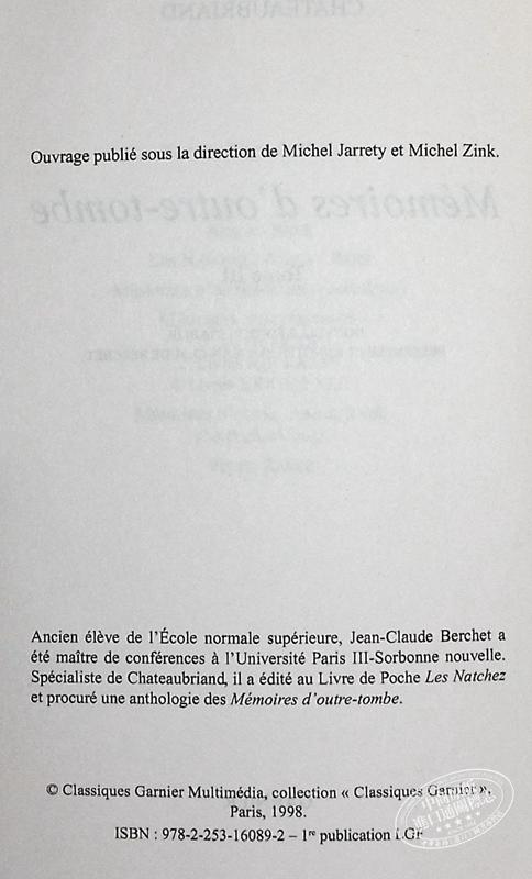 【中商原版】夏多布里昂 墓畔回忆录 卷3 Memoires doutre tombe Tome 3 法文原版 Francois Rene de Chateaubriand 商品图4