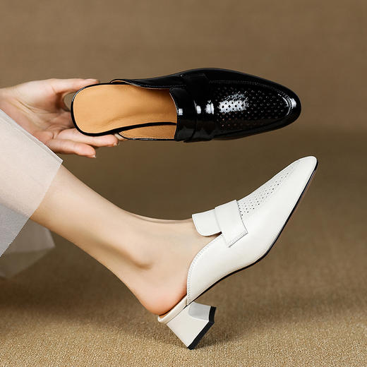 优雅百搭，里外全皮夏季镂空包头拖鞋KMQ-1059-1 商品图3