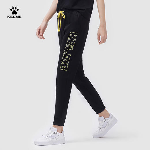 KELME卡尔美针织运动裤女2023春季新款LOGO休闲长裤黑束脚卫裤子 商品图1