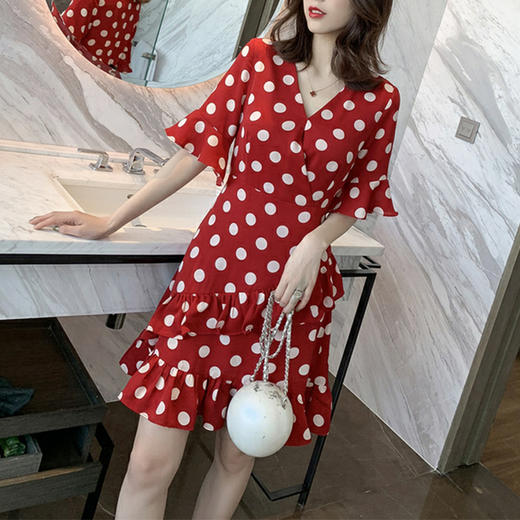 裁缝学苑AW42韩版V领收腰连衣裙1:1实物服装纸样剪裁图纸牛皮纸样 商品图2