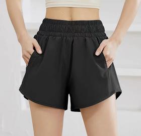 跃牌【明丽逸动】系列 夏季新品运动短裤女ins欧美高腰绣花休闲阔腿宽松健身三分裤跑步AL7989