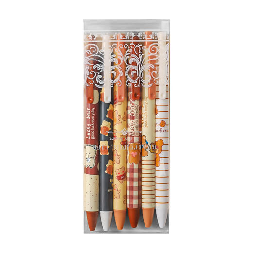 「9.9元包邮！一套6支」卡通盒装按动笔 小清新书写6支装中性笔学生考试办公子弹头黑水笔 商品图4